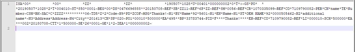 EDI Purchase Order Format