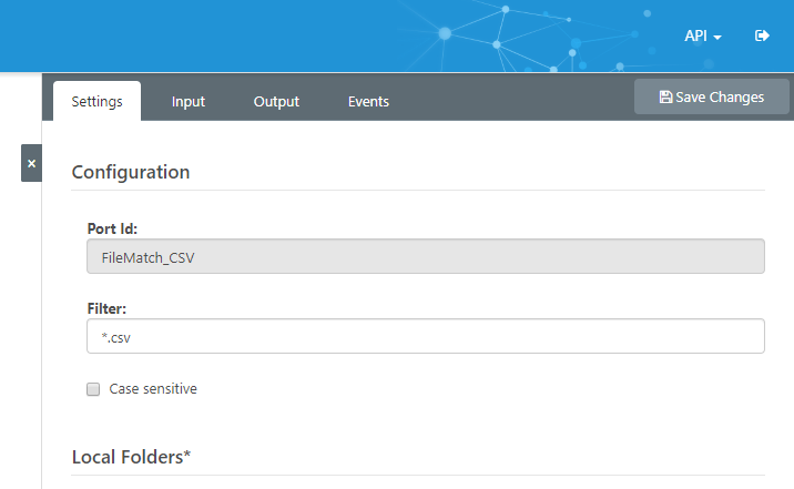 Sample File Match connector configuration